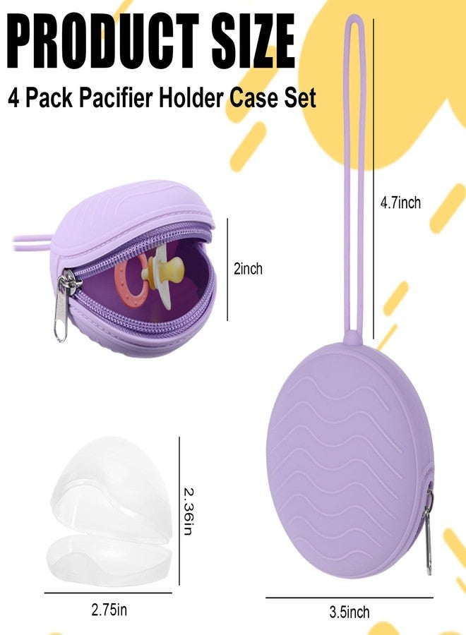 Qiuruoo 2 Pack Pacifier Holder Bag, 2 Newborn Baby Portable Silicone Pacifier Holder Case, Silicone Holder for Diaper Bag, Travel Outdoor Activities, Easy to Clean (Pink,Purple) - Image 2